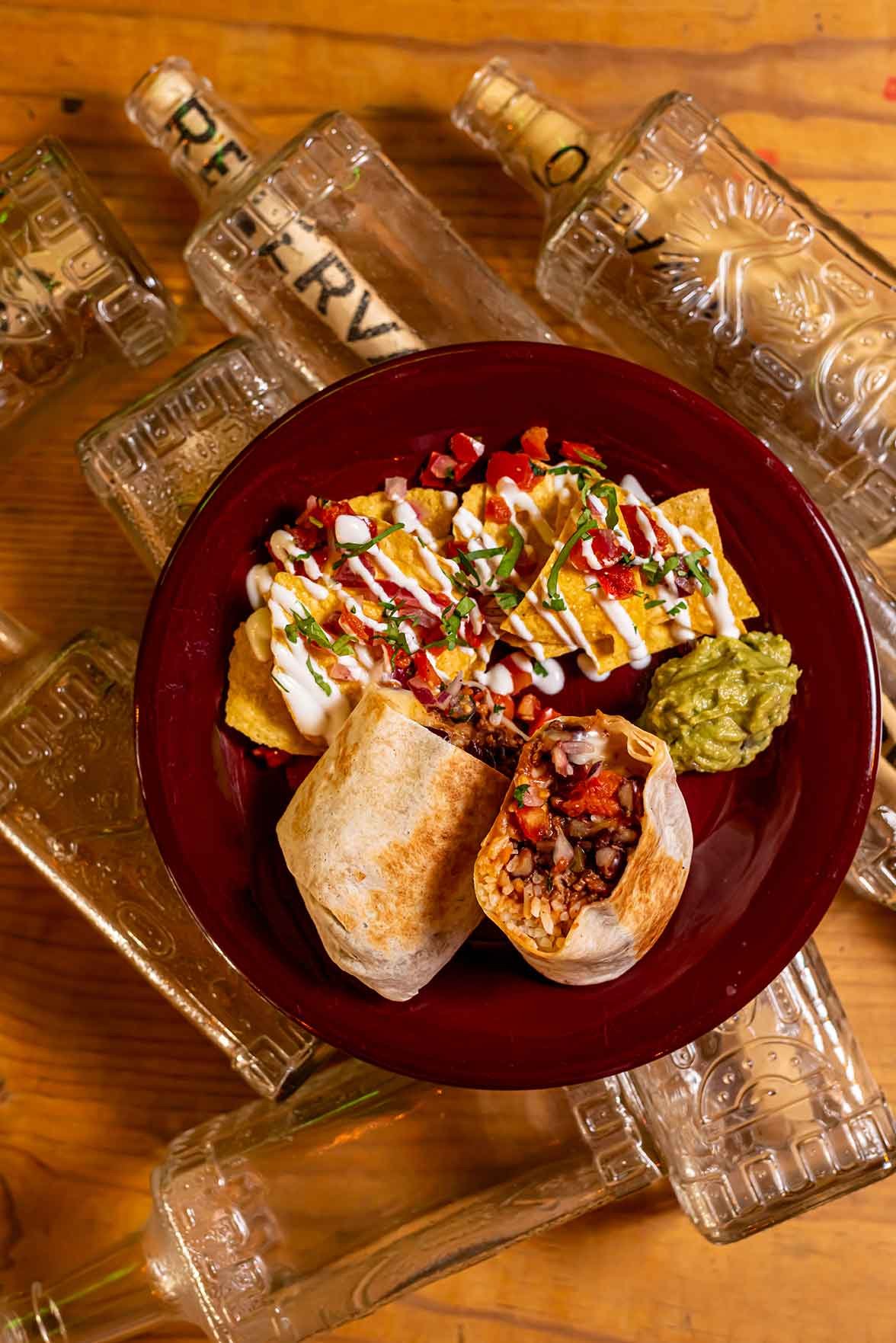 A delicious burrito bowl with fresh toppings